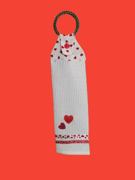 DIY pakket voor 2 gastendoekjes rood / wit met hartjes